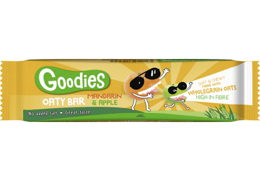 Avižų batonėlis GOODIES su mandarinais, obuoliais, 36+ mėn., 23 g