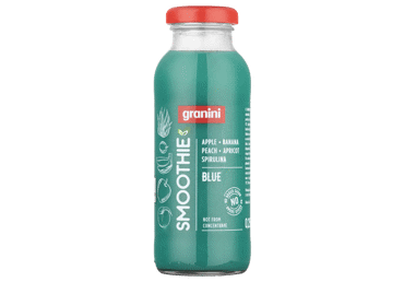 Obuolių, bananų, persikų, abrikosų vaisių kokteilis BLUE GRANINI, 250 ml
