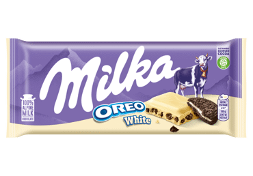 Baltasis šokoladas MILKA su sausainių OREO gabalėliais, 100 g