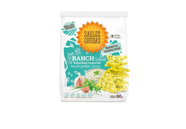 Triangle corn crisps SAULĖS GRŪDAS, RANCH flavor, 60 g