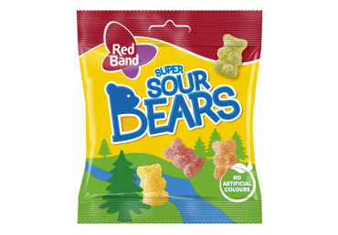 Rūgštūs guminukai RED BAND SOUR BEARS, 100 g