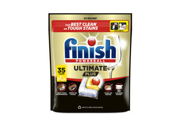 Indaplovių indų ploviklio kapsulės Finish Ultimate Plus Lemon, citrinų kvapo, 35 vnt.