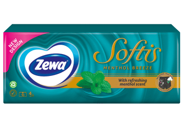 Vienkartinės nosinaitės ZEWA SOFTIS MENTHOL, 10 x 9 vnt., 10 vnt.