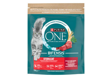 Sausas maistas katėms su jautiena PURINA ONE STERILCAT, 750g