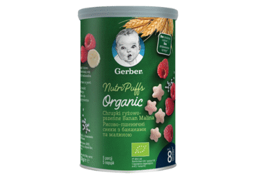 Экологические овсяные хрустящие лепешки GERBER с бананами и малиной (8+ месяцев), 35 г