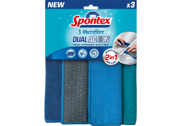 Spontex mikropluošto šluostės Dual Action, 3 vnt.
