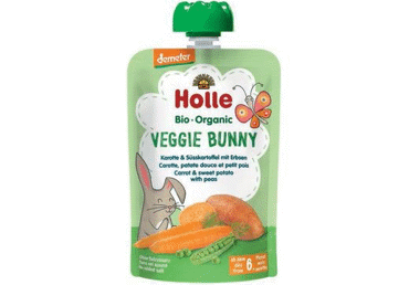 Эко пюре из моркови, батата, гороха HOLLE VEGGIE BUNNY, 6+ месяцев, 100 г