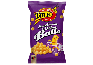 Kukurūzų traškučiai TAFFEL BALLS, grietinės ir svogūnų sk., 165 g