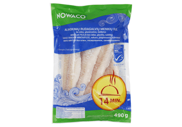 Šald. glaz. aliaskinių rudagalvių menkių filė NOWACO be odos, 490 g