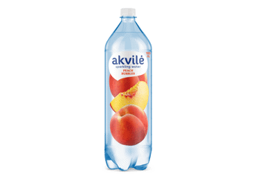 AKVILĖ lengvai gazuotas stalo vanduo su persikų skonio aromatu 1,5 l 