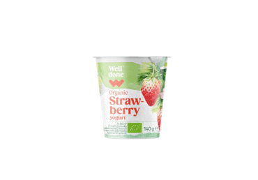Ekologiškas jogurtas su braškėmis WELL DONE, 2,5 %, 140 g