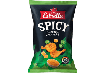 Bulvių traškučiai ESTRELLA SPICY, sūrio, Chalapos papr. sk., 115 g
