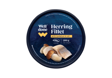 Salted herring fillet WELL DONE with porcini mushrooms, 200 g