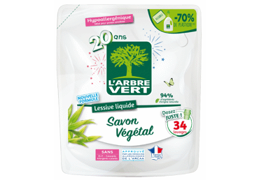Skystas skalbiklio papildas L'ARBRE VERT su aug. muilu, 34 skalb., 1.54 l
