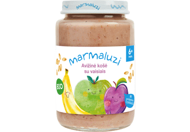 Экологическая каша из бананов, слив, яблок, овсянки MARMALUZI, с 6 месяцев, 190 г
