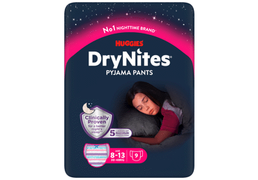 Sauskelnės-kelnaitės HUGGIES DRYNITES GIRL 8-13, 30-48 kg, 9 vnt.