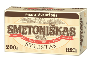 SMETONIŠKAS sviestas, 82 % rieb., 0.2 kg