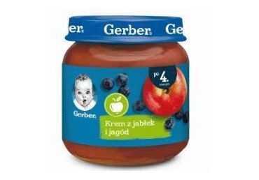 Obolių ir mėlynių tyrelė GERBER (nuo 4 mėn.), 125 g