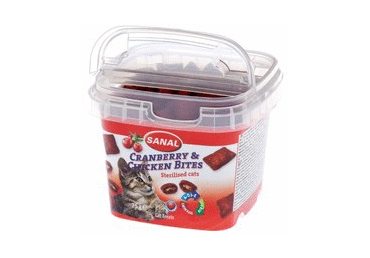 Papildas katėms SANAL su vištiena ir spanguolėmis, 75 g