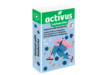 Quick preparation oat flakes porridge ACTIVUS with blueberries, 270 g