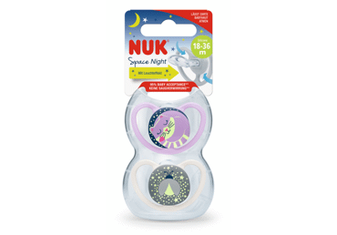 Silikoninis čiulptukas NUK SPACE NIGHT Nr. 3, 2 vnt.