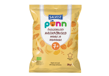Ekologiškas kukurūzų užkandis PONN su mangais, bananais, nuo 7 mėn., 20 g