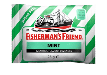 Becukrės pastilės FISHERMANS, mėtų skonio, 25 g