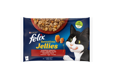 Canned cat food FELIX with meat in sauce, 340 g