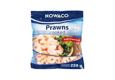 Šaldytos baltakojės virtos krevetės NOWACO, 220 g