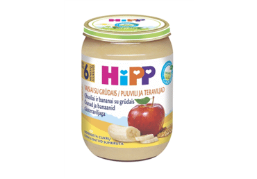 Organic apple and banana puree HIPP with grains (from 6 months), 190 g