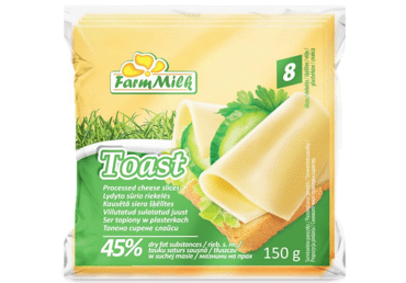Lydytas sūris riekelėmis TOAST, 45 % rieb. s. m., 150 g