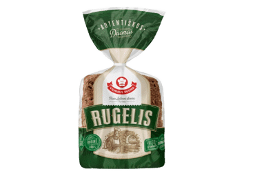 Visų grūdo dalių ruginė duona RUGELIS be pridėtinio cukraus, 350 g