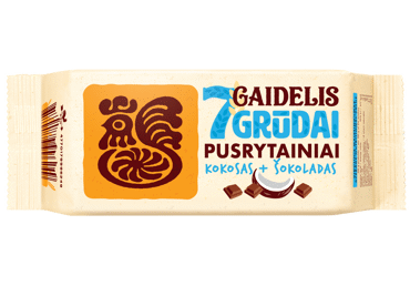 Sausainiai GAIDELIS 7 GRŪDAI su kokosais ir šokoladu, 160 g
