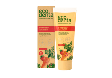 Strawberry flavored toothpaste for kids ECODENTA, 75 ml
