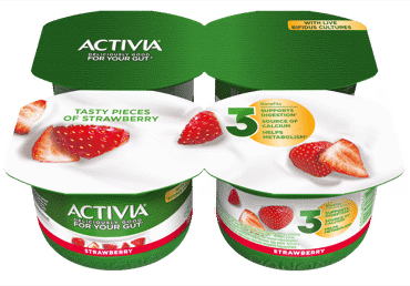Valg. jogurtas su braškėmis ACTIVIA, 2,6 % rieb. , 4 x 120 g, 480 g