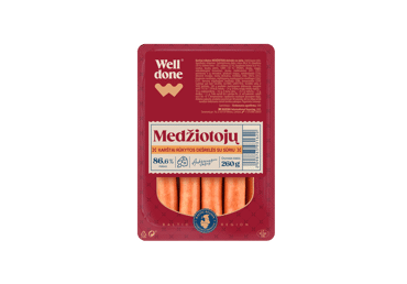 Karštai rūkytos dešrelės WELL DONE su sūriu, a. r., 260 g