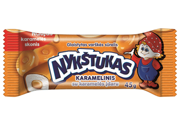 Varškės sūrelis NYKŠTUKAS su karamelės įdaru karameliniame glaiste 22,3% rieb., 45 g