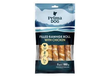 PrimaDog Įdarytas apdorotas odos suktinis su vištiena 13 cm 5vnt 180 g