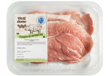Kiaulienos kumpio pjausniai WELL DONE, užauginta be antibiotikų, 360 g