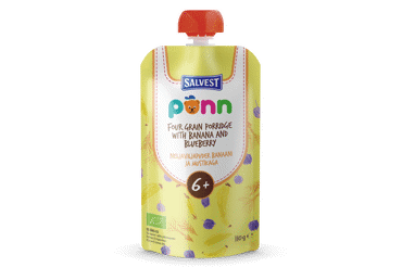 Ekoliška 4 grūdų košė PONN su bananais ir mėlynėmis (nuo 6 mėn.), 110 g
