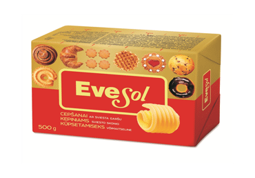 Kepinių margarinas EVESOL su sviestu, 72 % rieb., 500 g