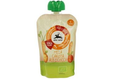 Ekologiška obuolių, morkų, abrikosų tyrelė ALCE NERO (nuo 6 mėn.), 100 g