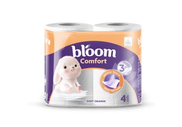 Toilet paper BLOOM ORANGE, 4 rolls, 3-ply, 150 sheets, 4 pcs.