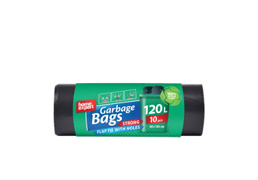 Šiukšlių maišai su rankenėlėmis, HOME EXPERT, 120 l / 10 vnt, 35 m