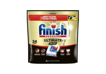 Indaplovių indų ploviklio kapsulės Finish Ultimate Plus Fresh, gaivaus kvapo, 24 vnt.