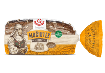MOČIUTĖS juoda duona su saulėgrąžomis, 450 g