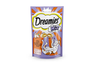 Kačių skanėstas DREAMIES su vištiena ir antiena, 60 g, 60 g