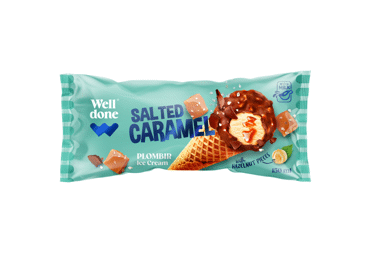Plombyras WELL DONE su karamele ir lazdynų riešutais, 90 g