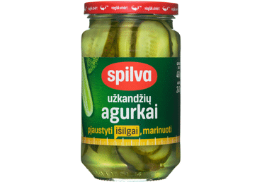 Užkandžių agurkai SPILVA (pjaustyti išilgai), 460 g