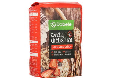 Pilno grūdo avižų dribsniai DOBELE, 1000 g